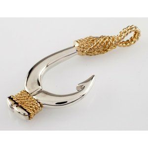 Kabana Sterling Silver and 14k Yellow Gold Fishhook Pendant Gorgeous!